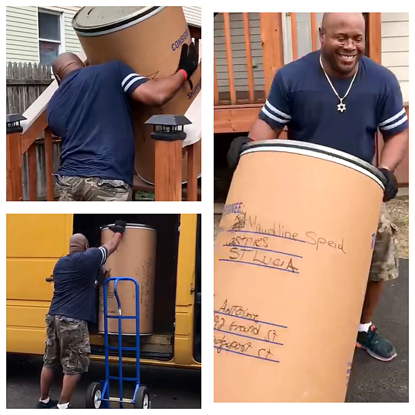 Felix Harrison hand-loading customer barrels in the early days of FCS Shipping